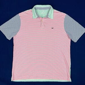 Vineyard Vines Pima Cotton Stripe Polo Colorblock Sleeves Men M Preppy Classic